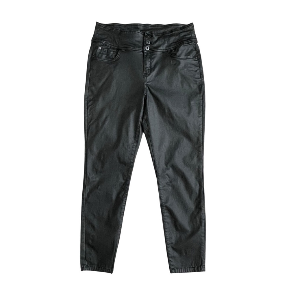 No Boundaries Faux Leather Coated Black Jeans Women's Size 19 High Waist Skinny